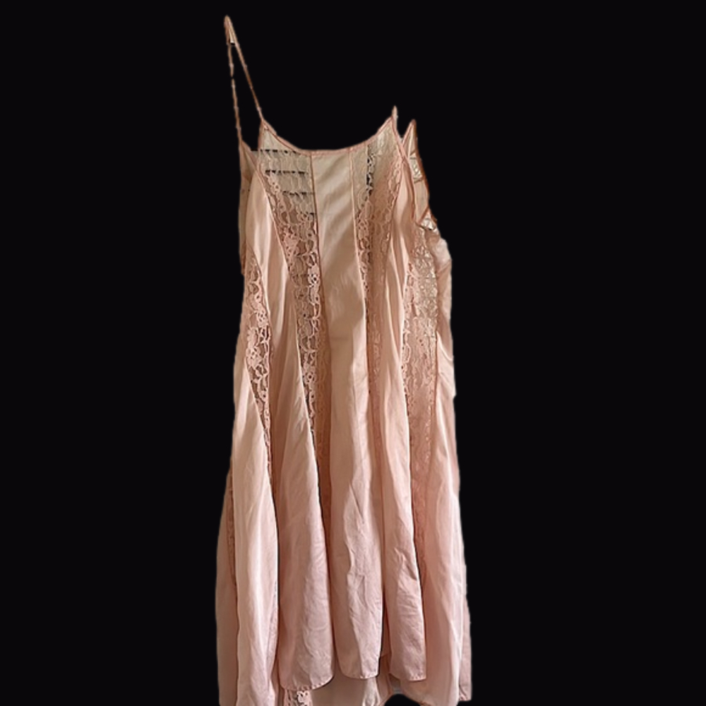 Vintage short pink Lace Panel nightgown